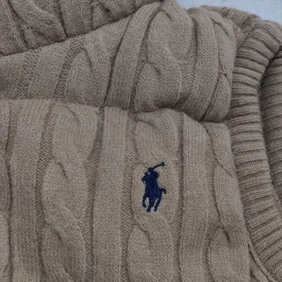 Polo Ralph Lauren Camel Cable-Knit Padded Vest